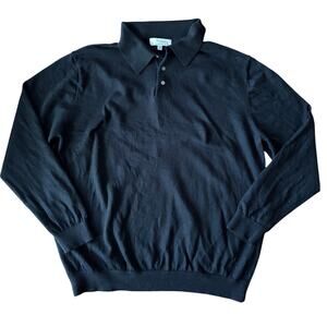 Turnbury Men's Black Extra Fine Merino Wool Sweater Top Size XL